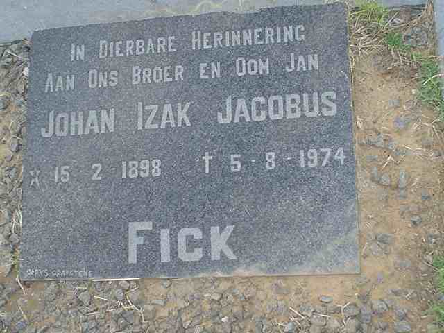 FICK Johan Izak Jacobus 1898-1974