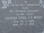 MERWE Frederik Carel, v.d. 1909-1958