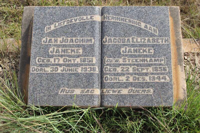 JANEKE Jan Joachim 1851-1938 & Jacoba Elizabeth STEENKAMP 1856-1944