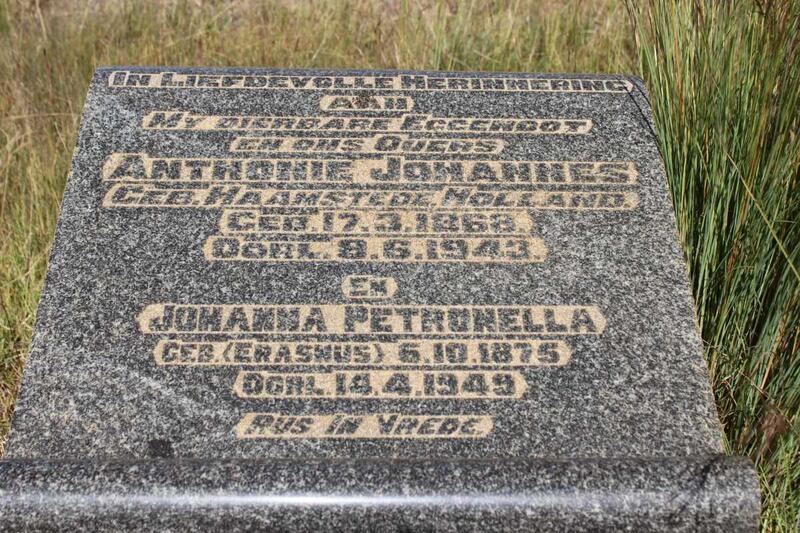 ? Antonie Johannes 1868-1943 & Johanna Petronella ERASMUS 1875-1949