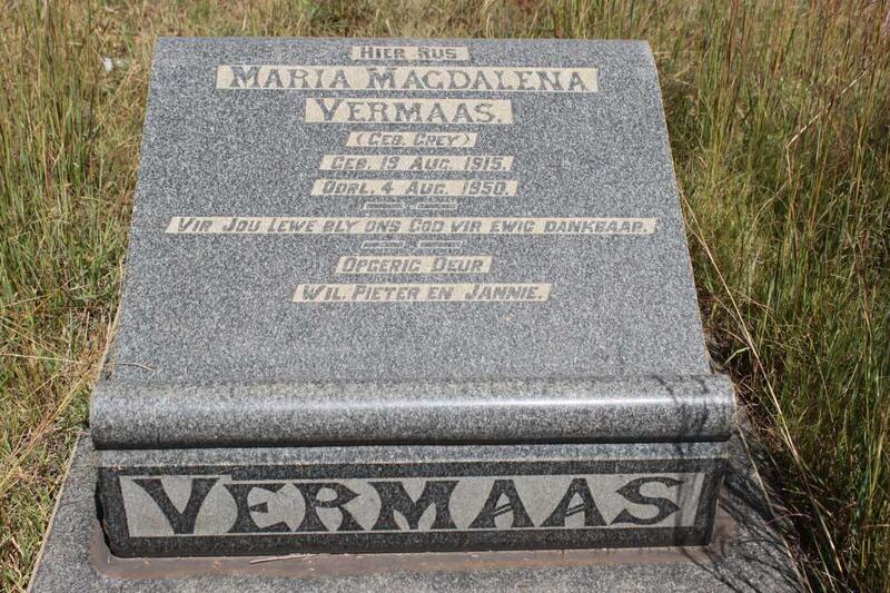 VERMAAS Maria Magdalena nee GREY 1915-1950