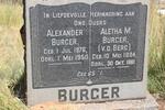 BURGER Alexander 1876-1950 & Aletha M. V.D. BERG 1884-1961