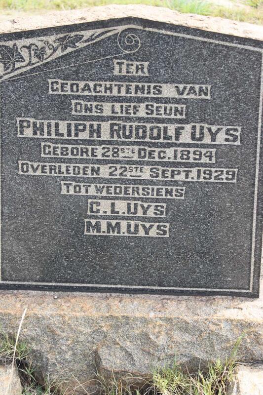 UYS Philiph Rudolf 1894-1929