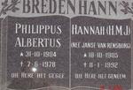 BREDENHANN Philippus Albertus 1904-1978 & Hannah M.J. JANSE VAN RENSBURG 1905-1992