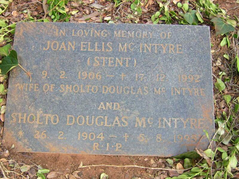 Mc INTYRE Shalto Douglas 1904-1995 & Joan Ellis STENT 1906-1992