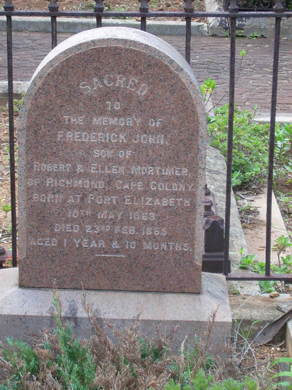 MORTIMER Frederick John 1863-1865