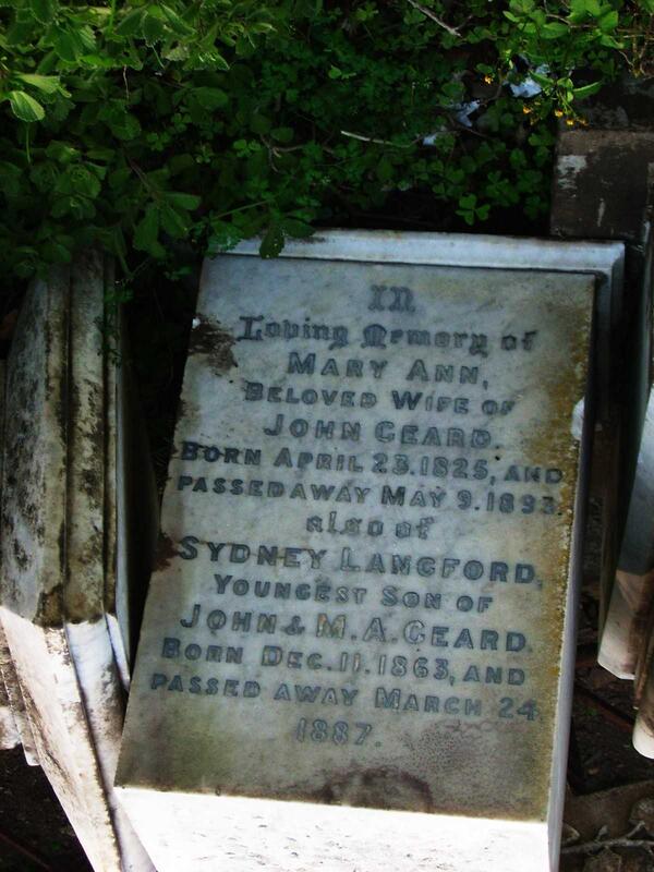 GEARD Mary Ann 1825-1893 :: GEARD Sydney Langford 1863-1887