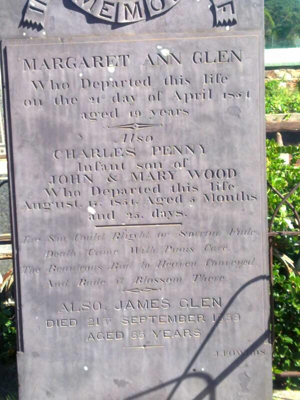 GLEN Margaret Ann -1851:: WOOD Charles Penny -1854 :: GLEN James -1859