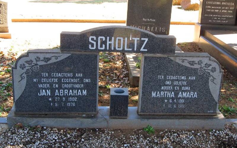 SCHOLTZ Jan Abraham 1902-1976 & Martha Amara 1901-1981