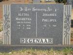 DEGENAAR Johannes Phillipus 1921- & Aletha Magrietha DU PLESSIS 1930-1982