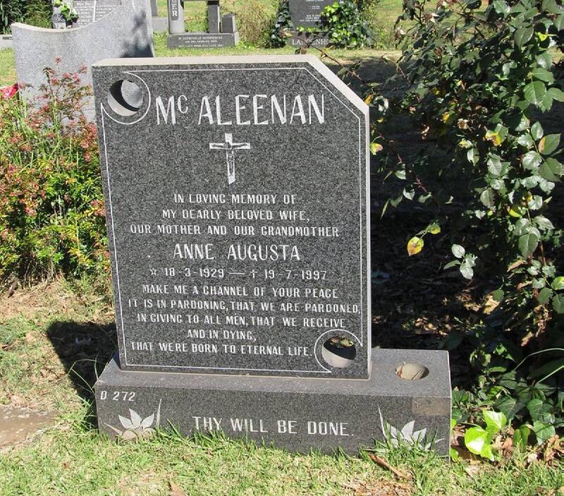 McALEENAN Anne Augusta 1929-1997