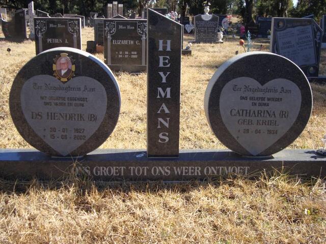 HEYMANS Hendrik B. 1927-2002 & Catharina R. KRIEL 1934-