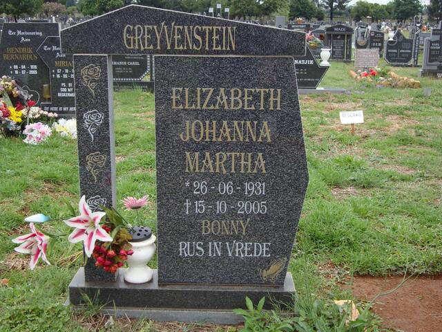 GREYVENSTEIN Elizabeth Johanna Martha 1931-2005