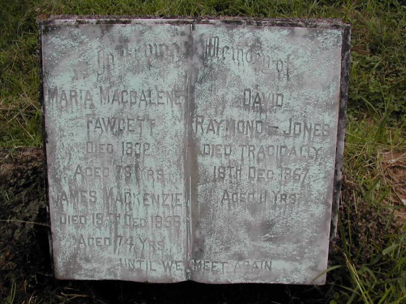 FAWCETT Maria Magdalene -1932 :: MACKENZIE James -1956 :: JONES David Raymond -1957