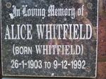 WHITFIELD Alice nee WHITFIELD 1903-1992