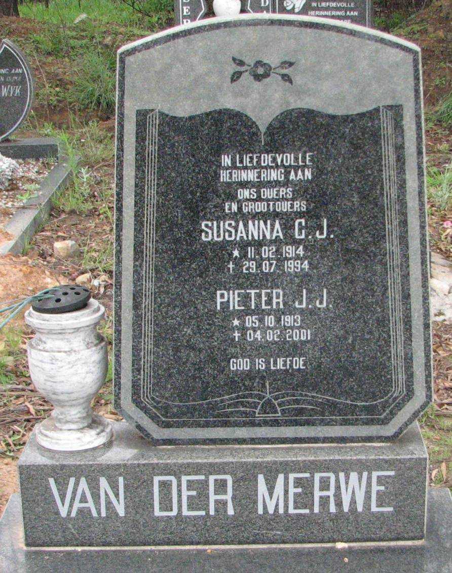 MERWE Pieter J.J., van der 1913-2001 & Susanna C.J. 1914-1994