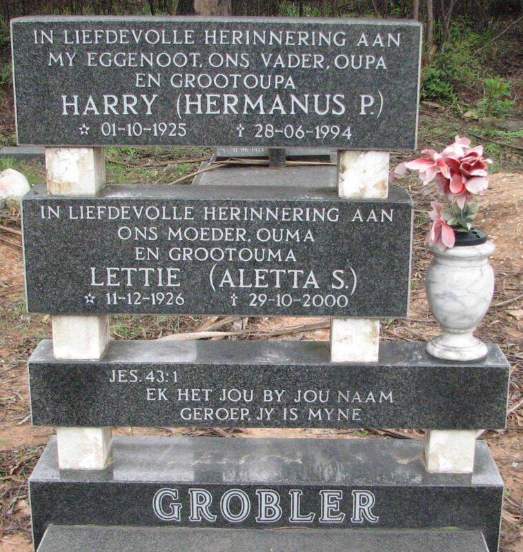 GROBLER Hermanus P. 1925-1994 & Aletta S. 1926-2000