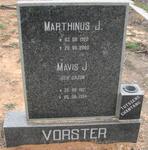 VORSTER Marthinus J. 1922-2000 & Mavis J. CASON 1921-1994