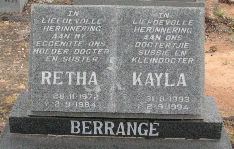 BERRANGE Retha 1972-1994 :: Kayla BERRANGE 1993-1994