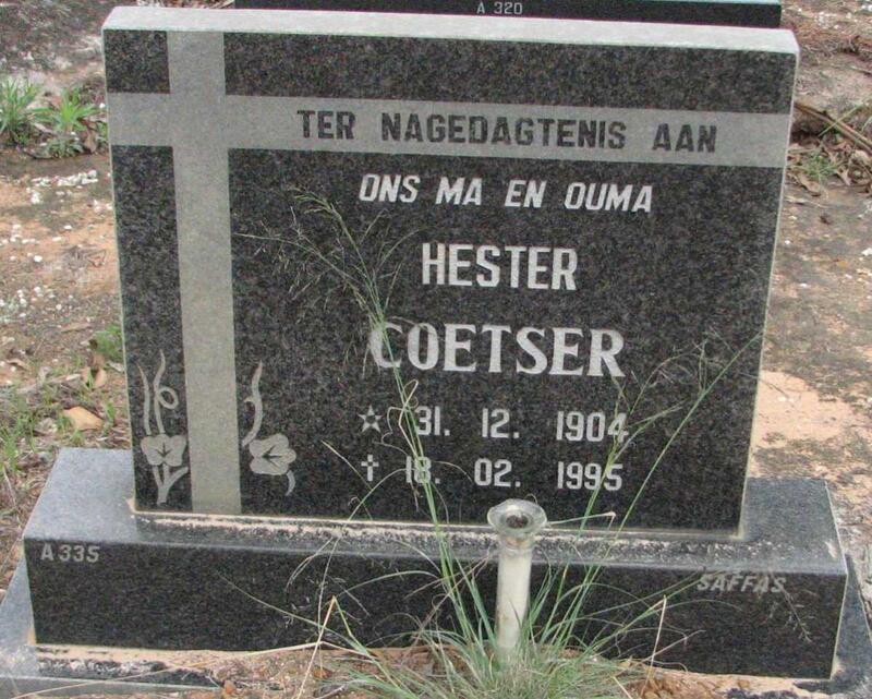 COETSER Hester 1904-1995