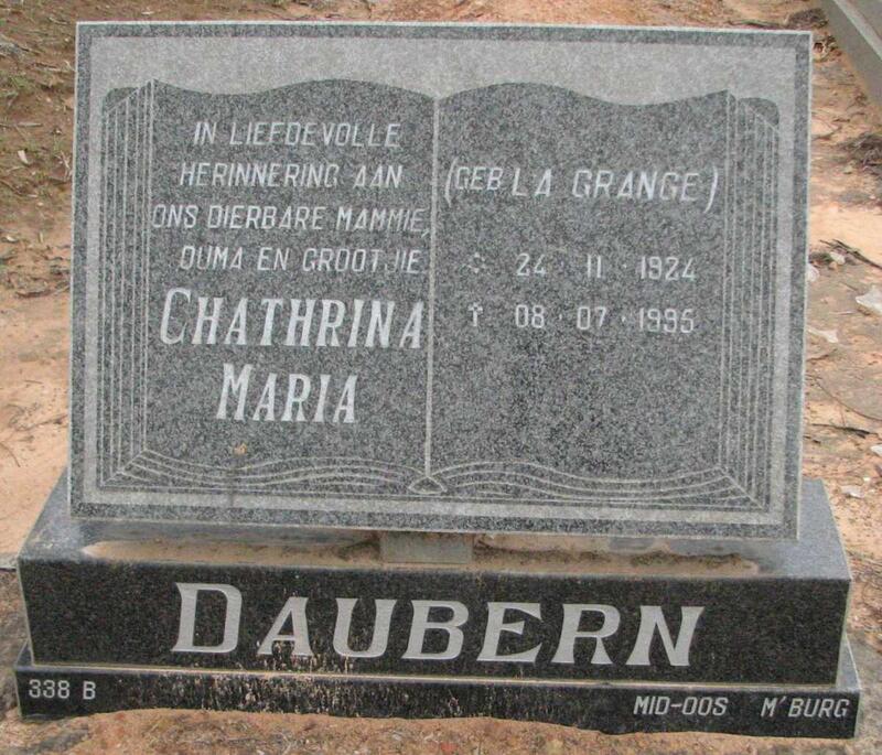 DAUBERN Chathrina Maria nee LA GRANGE 1924-1995