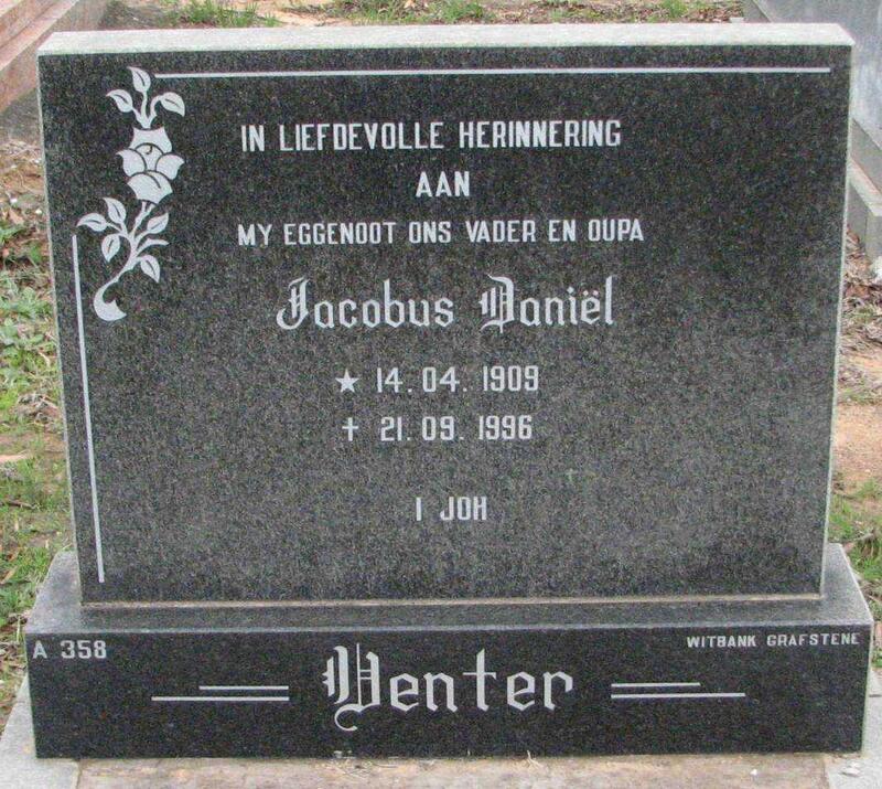 VENTER Jacobus Daniël 1909-1996