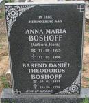 BOSHOFF Barend Daniël Theodorus 1915-1996 & Anna Maria HORN 1925-1996