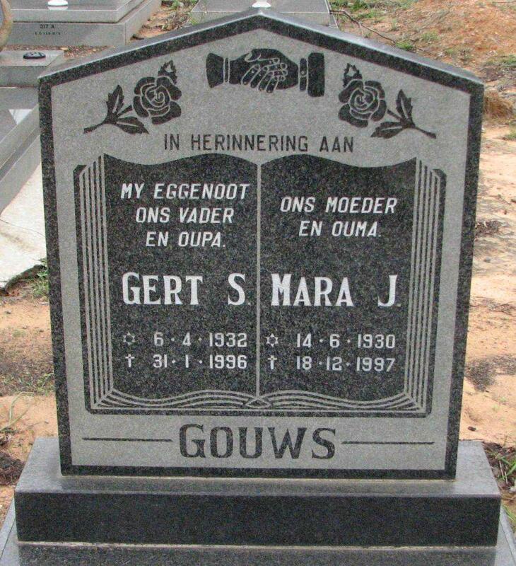GOUWS Gert S. 1932-1996 & Mara J. 1930-1997
