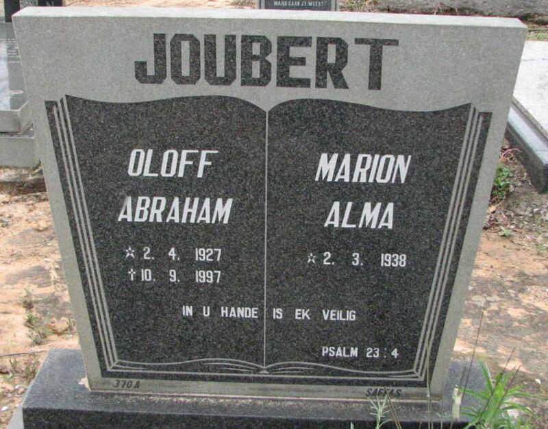 JOUBERT Oloff Abraham 1927-1997 & Marion Alma 1938-