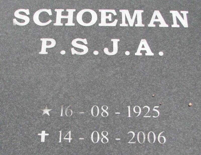 SCHOEMAN P.S.J.A. 1925-2006