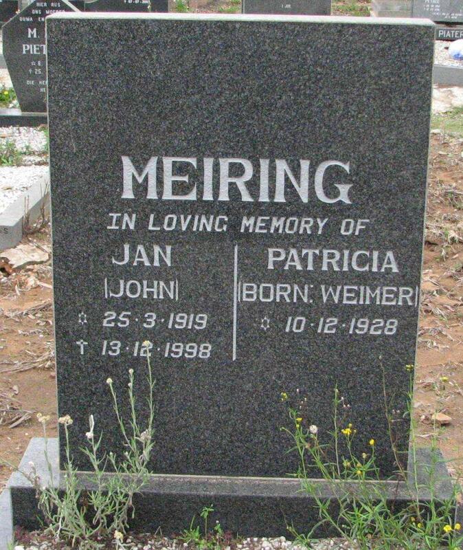 MEIRING Jan 1919-1998 & Patricia WEIMER 1928-