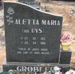 GROBLER Aletta Maria geb UYS 1917-1998