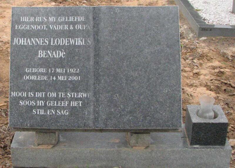 BENADÉ Johannes Lodewikus 1922-2001