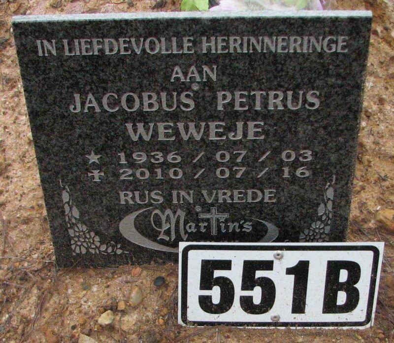 WEWEJE Jacobus Petrus 1936-2010