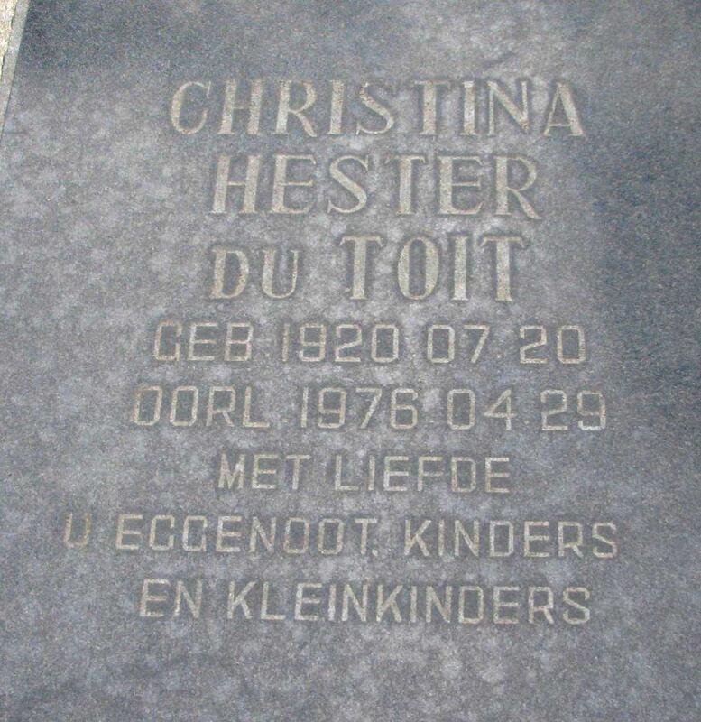 TOIT Christina Hester, du 1920-1976