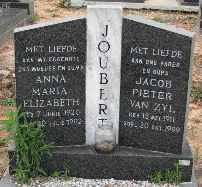 JOUBERT Jacob Pieter van Zyl 1911-1999 & Anna Maria Elizabeth 1920-1992