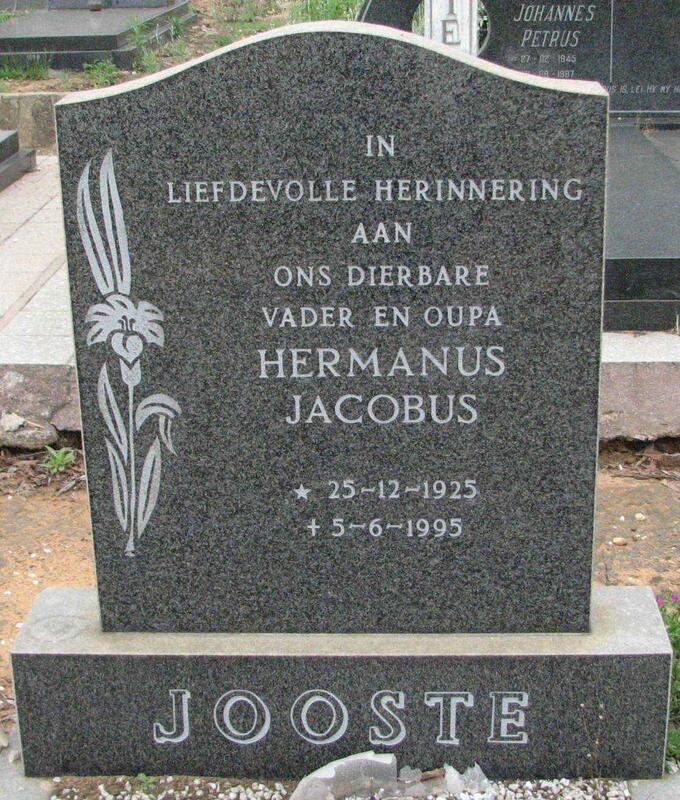 JOOSTE Hermanus Jacobus 1925-1995