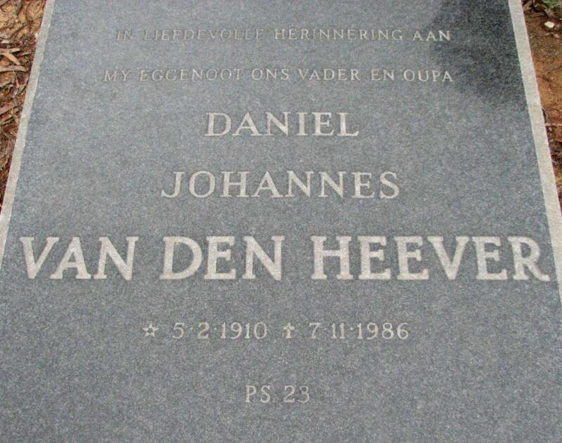 HEEVER Daniel Johannes, van den 1910-1986