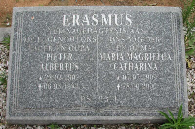 ERASMUS Pieter Albertus 1902-1981 & Maria Magrietha Catharina 1909-2000