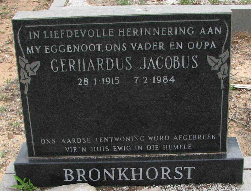BRONKHORST Gerhardus Jacobus 1915-1984