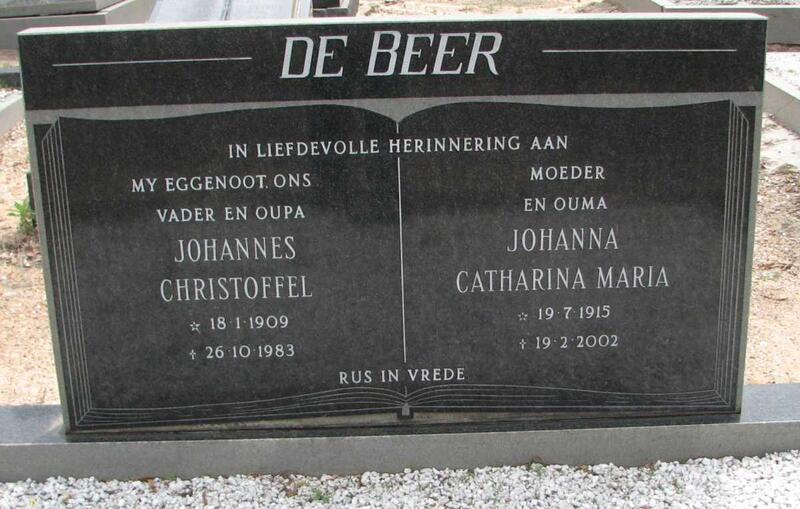 BEER Johannes Christoffel, de 1909-1983 & Johanna Catharina Maria 1915-2002