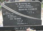 PLESSIS Jan Hendrik, du 1926-2000 & Magrietha Elizabeth 1923-1981