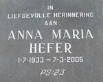 HEFER Anna Maria 1933-2005