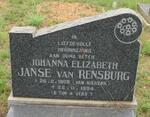 RENSBURG Johanna Elizabeth, Janse van nee VAN NIEKERK 1908-1994