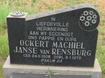 RENSBURG Ockert Machiel, Janse van 1908-1979