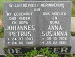 JAGER Johannes Petrus, de 1907-1985 & Anna Susanna 1906-1990