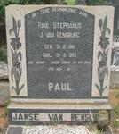 RENSBURG Paul Stephanus, Janse van 1910-1963