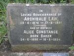 LAW Archibald 1876-1951 & Alice Constance BAKER 1886-1954