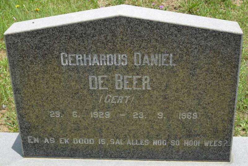 BEER Gerhardus Daniel, de 1929-1969