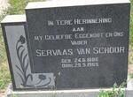 SCHOOR Servaas, van 1886-1969